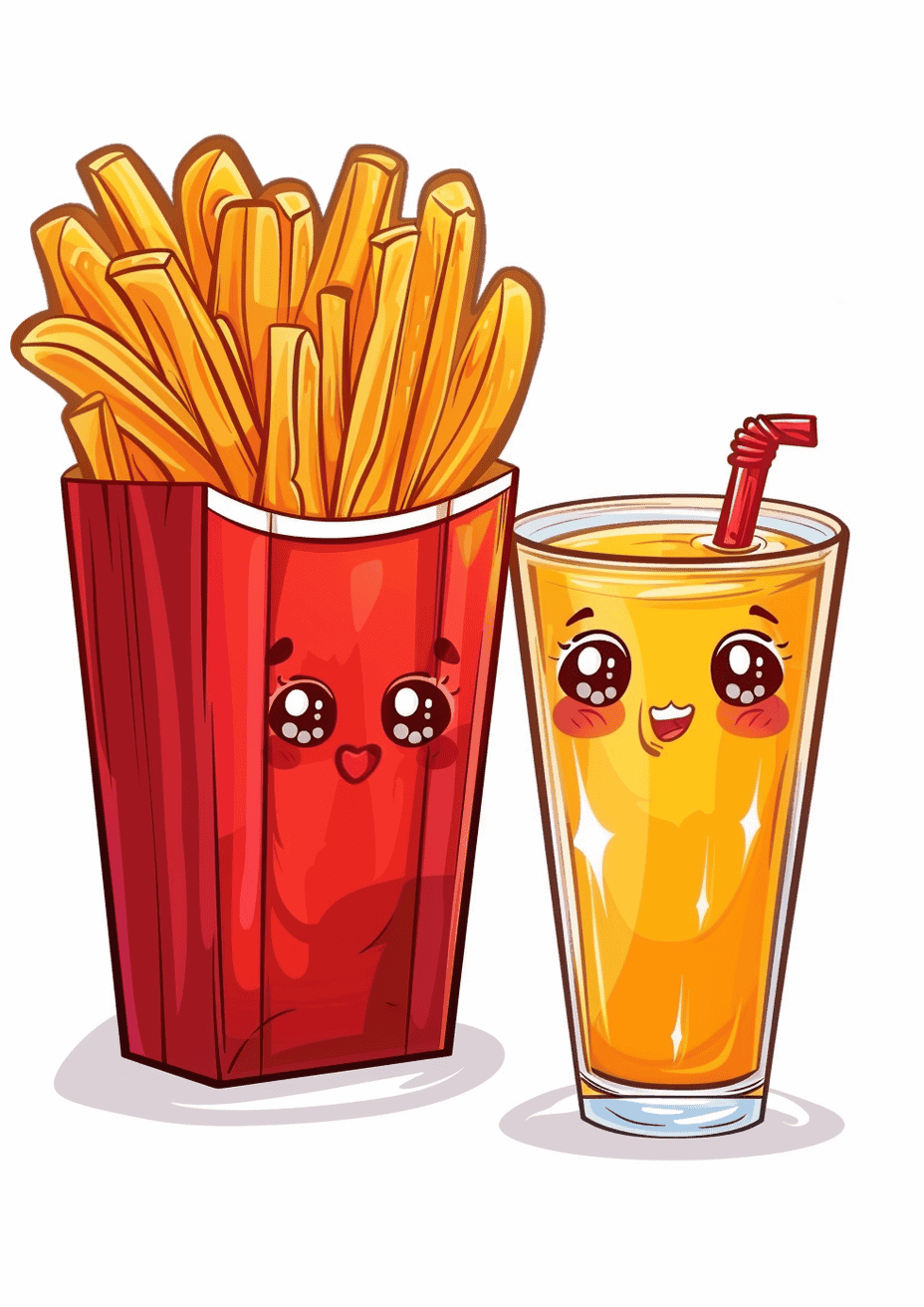 Fries and Juice Cheerful Pair